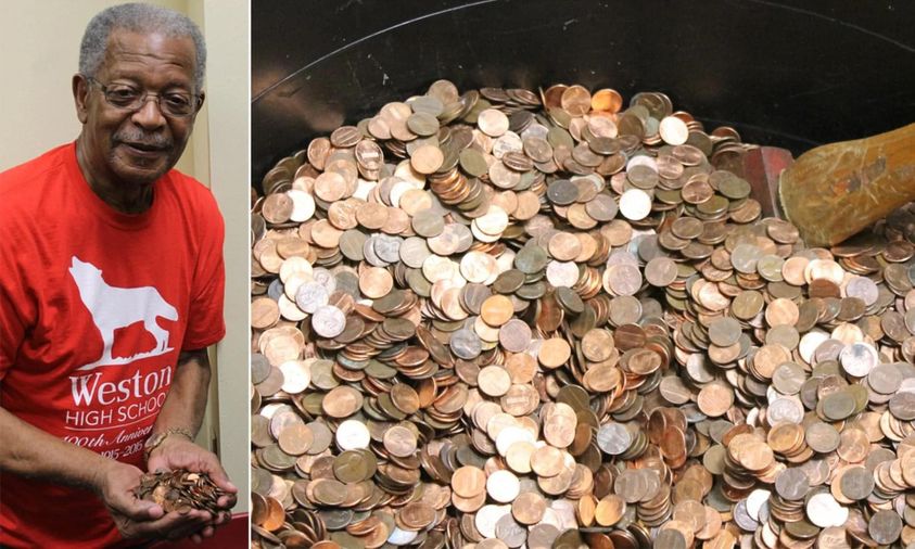 (VIDEO)Man collects pennies for 45 yrs leaving bank tellers at a loss for words when he arrives to cash in