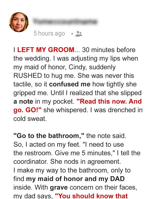 I Left My Groom 30 Minutes before the Wedding after Reading a Note from My Maid of Honor