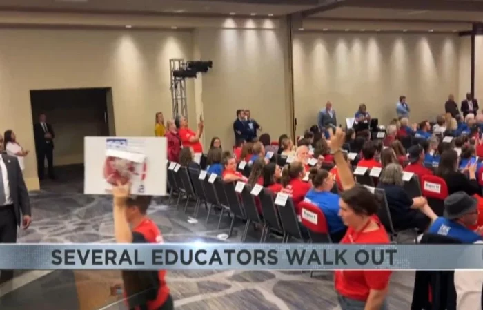 WATCH: Teachers Stand Up And Storm Out Of Jill Biden’s Speech